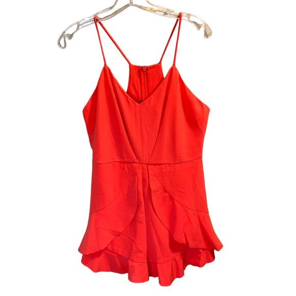 Mustard Seed V-Neck Ruffle Halter Neck Coral Romper Size Medium NWT - Picture 10 of 11